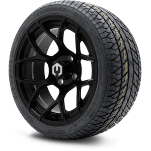 MODZ® 14" Renegade Matte Black Wheels & Street Tires Combo (Odyssey Tesseract Steel Belted Radial 215/35-14)
