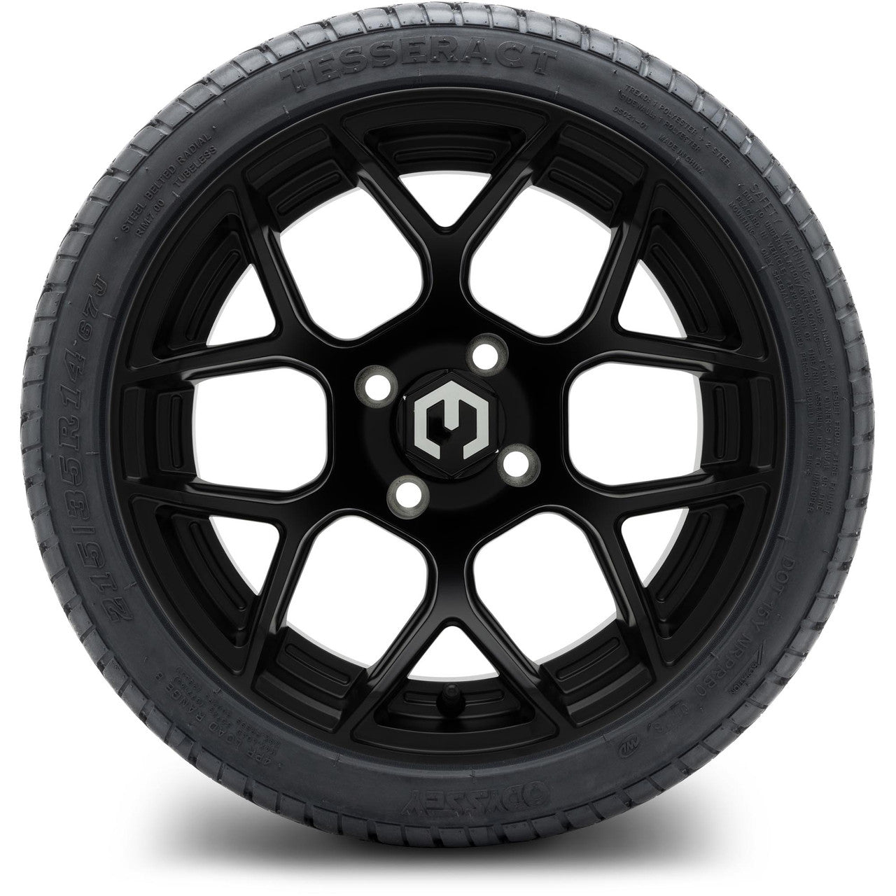 MODZ® 14" Renegade Matte Black Wheels & Street Tires Combo (Odyssey Tesseract Steel Belted Radial 215/35-14)