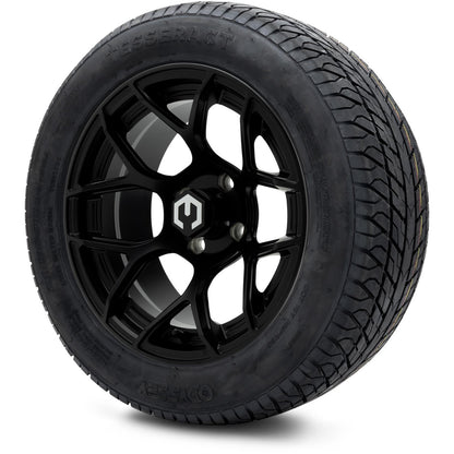 MODZ® 14" Renegade Matte Black Wheels & Street Tires Combo (Odyssey Tesseract Steel Belted Radial 215/35-14)