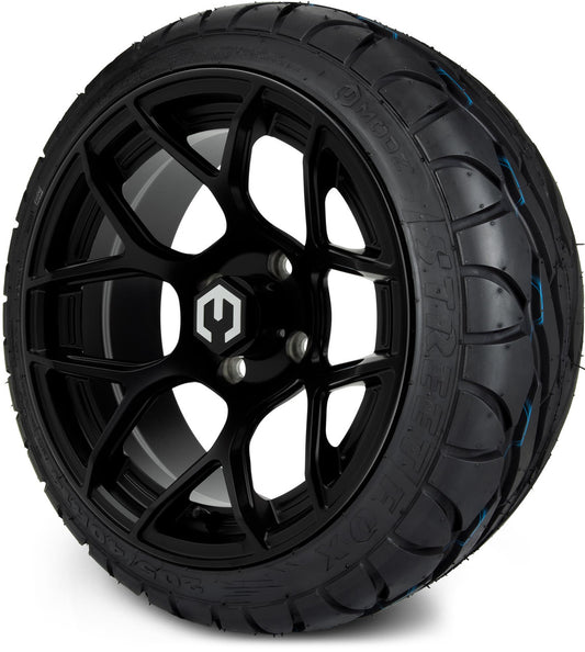MODZ® 14" Renegade Matte Black Wheels & Street Tires Combo (MODZ Street Fox Radial 205/40-14)