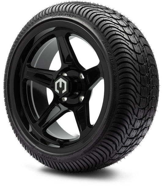 MODZ® 14" Drift Glossy Black Wheels & Street Tires Combo (Arisun Cruze 205/30-14)