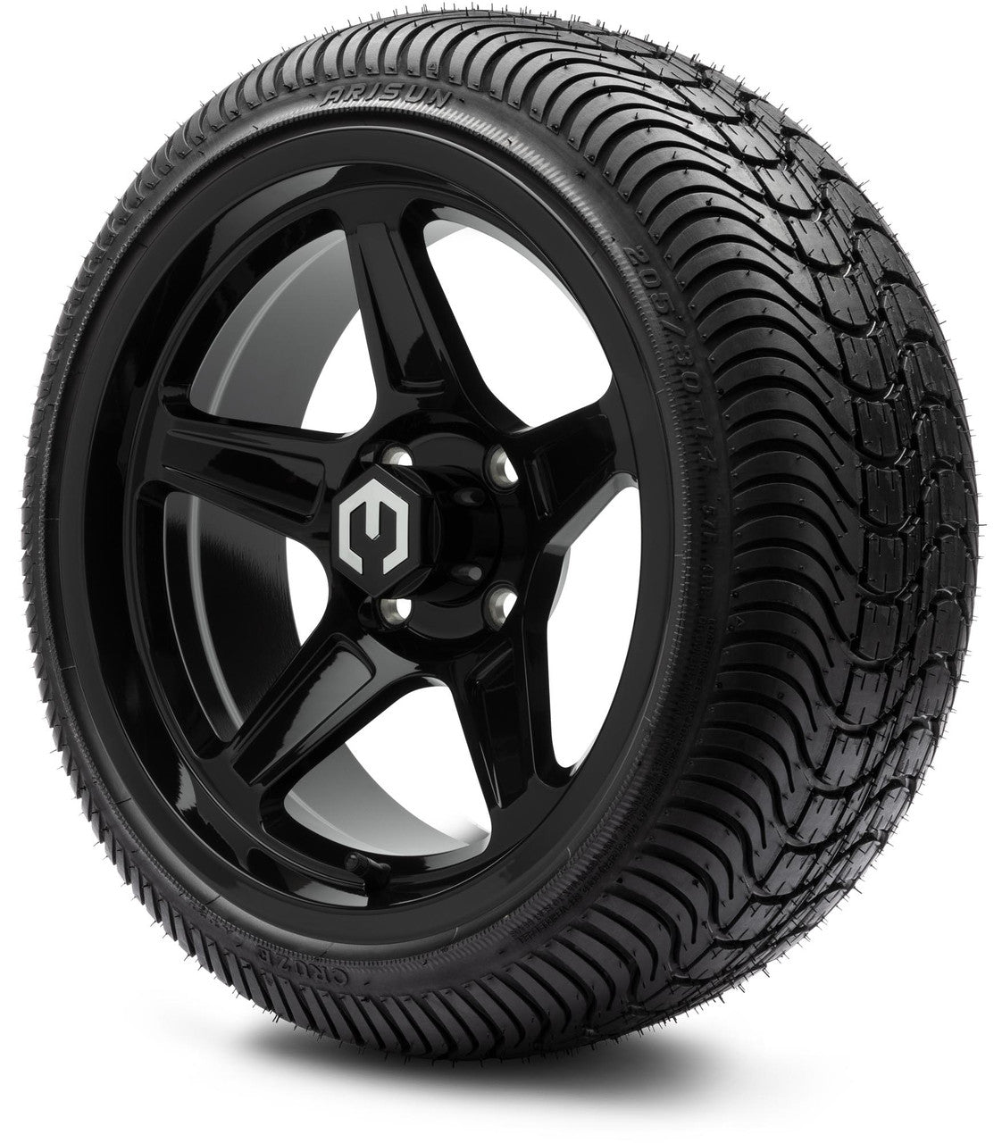 MODZ® 14" Drift Glossy Black Wheels & Street Tires Combo (MODZ Street Fox Radial 23x10-14)