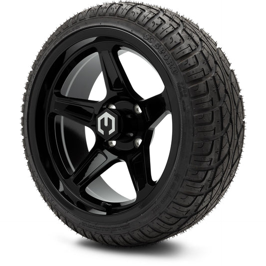 MODZ® 14" Drift Glossy Black Wheels & Street Tires Combo (Arisun X-Sport 205/30-14)