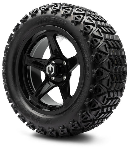 MODZ® 14" Drift Glossy Black Wheels & Off-Road Tires Combo (Arisun X-Trail All-Terrain 23x10-14)
