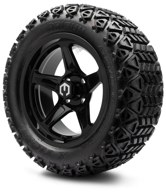 MODZ® 14" Drift Glossy Black Wheels & Off-Road Tires Combo (Arisun X-Trail All-Terrain 23x10-14)