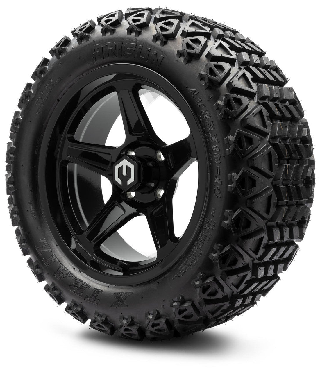 MODZ® 14" Drift Glossy Black Wheels & Off-Road Tires Combo (Arisun X-Armory All-Terrain 23x10-14 Radial)