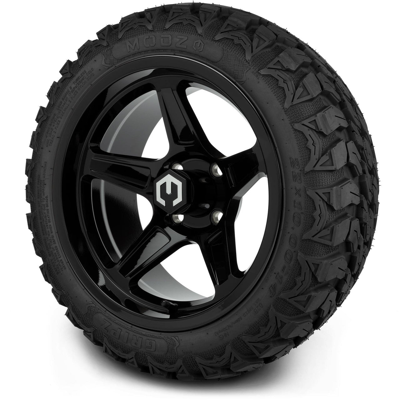 MODZ® 14" Drift Glossy Black Wheels & Off-Road Tires Combo (Arisun X-Trail All-Terrain 23x10-14)