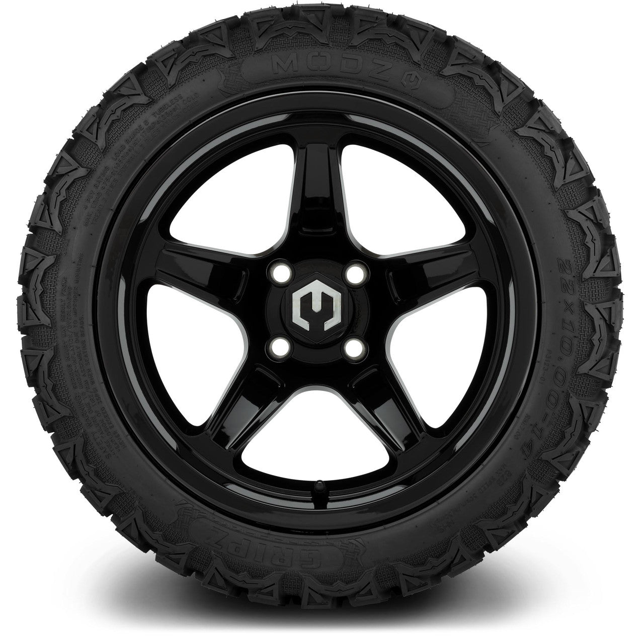 MODZ® 14" Drift Glossy Black Wheels & Off-Road Tires Combo (Xcomp Gladiator 23-10-14 Radial)