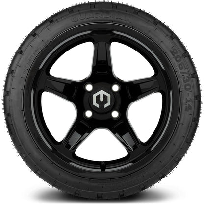 MODZ® 14" Drift Glossy Black Wheels & Street Tires Combo (MODZ Street Fox Radial 23x10-14)