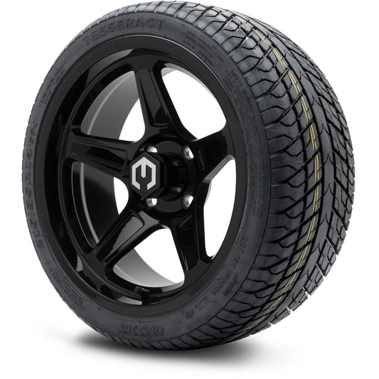 MODZ® 14" Drift Glossy Black Wheels & Street Tires Combo (Odyssey Tesseract Steel Belted Radial 215/35-14)