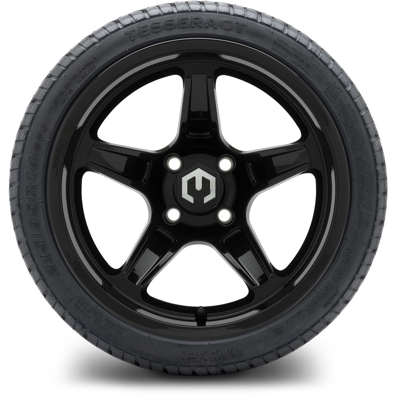 MODZ® 14" Drift Glossy Black Wheels & Street Tires Combo (MODZ Street Fox Radial 205/40-14)