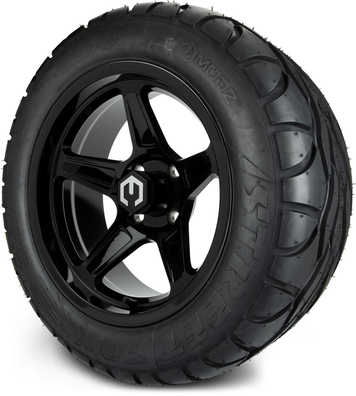 MODZ® 14" Drift Glossy Black Wheels & Street Tires Combo (Arisun Cruze 205/30-14)