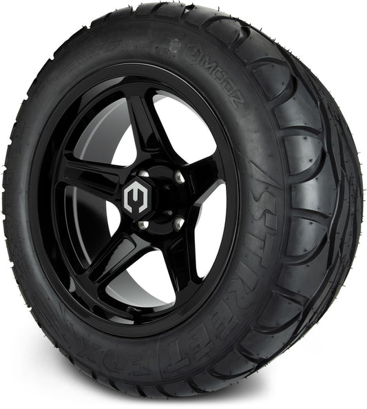 MODZ® 14" Drift Glossy Black Wheels & Street Tires Combo (MODZ Street Fox Radial 23x10-14)