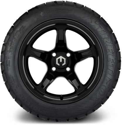 MODZ® 14" Drift Glossy Black Wheels & Street Tires Combo (MODZ Street Fox Radial 23x10-14)