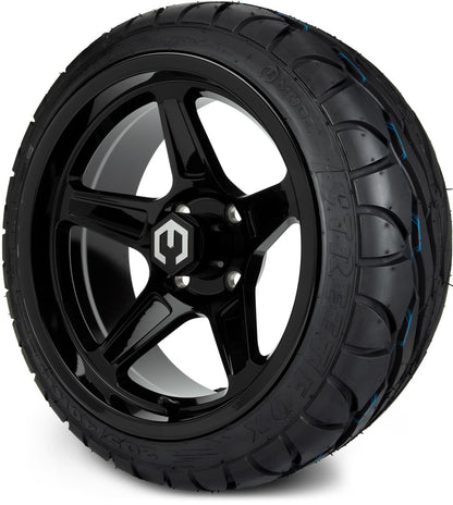 MODZ® 14" Drift Glossy Black Wheels & Street Tires Combo (Arisun Cruze 205/30-14)