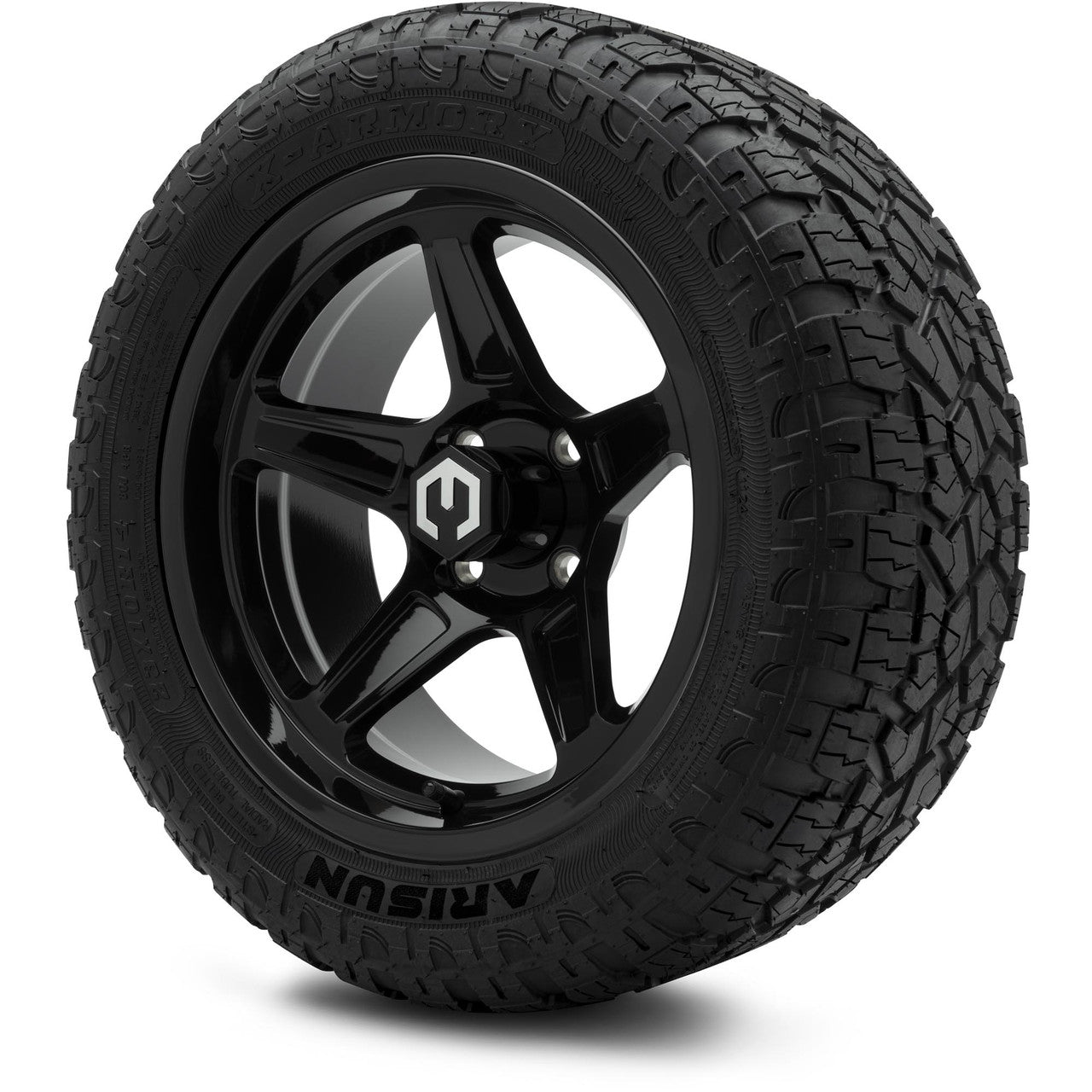 MODZ® 14" Drift Glossy Black Wheels & Off-Road Tires Combo (Arisun X-Trail All-Terrain 23x10-14)