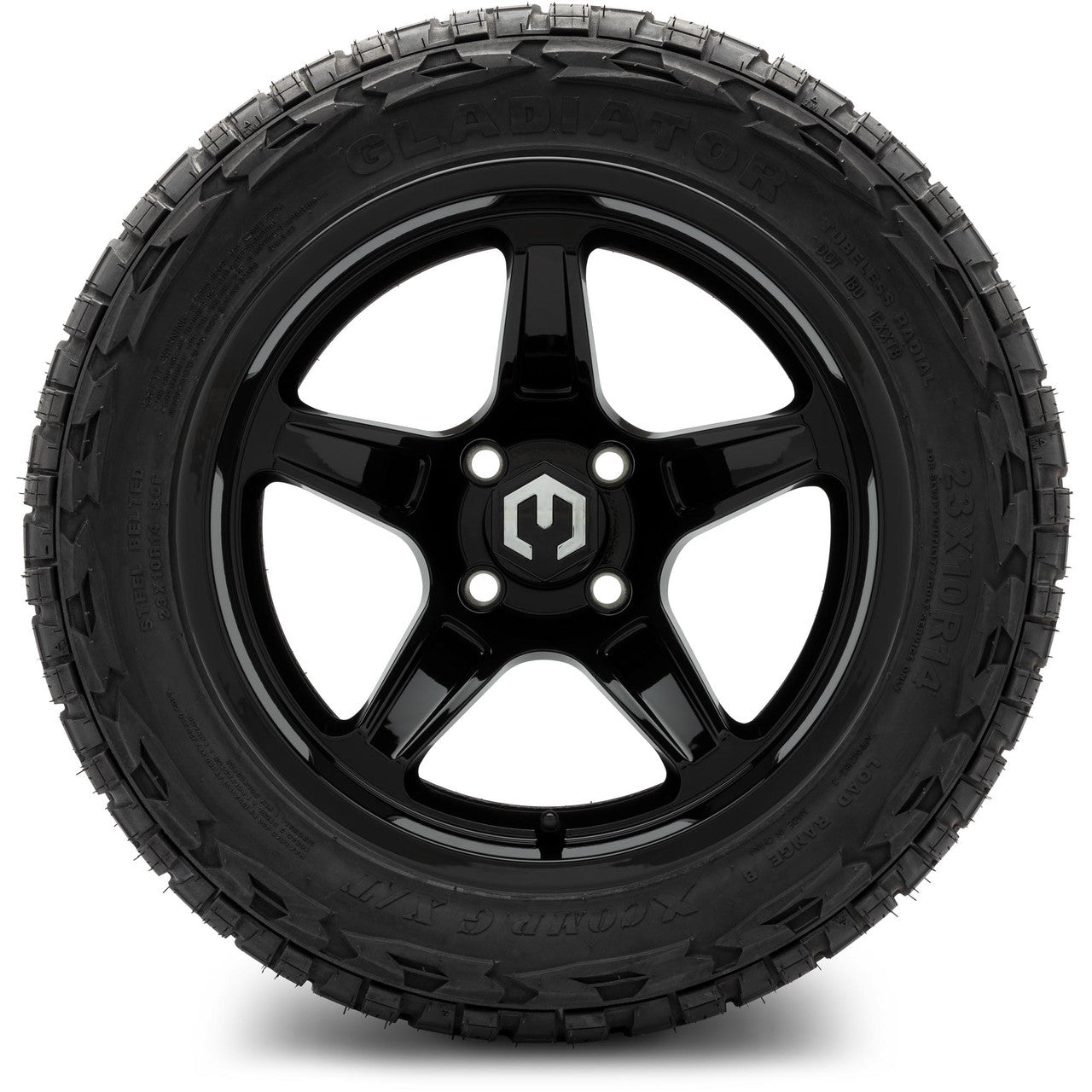 MODZ® 14" Drift Glossy Black Wheels & Off-Road Tires Combo (Xcomp Gladiator 23-10-14 Radial)