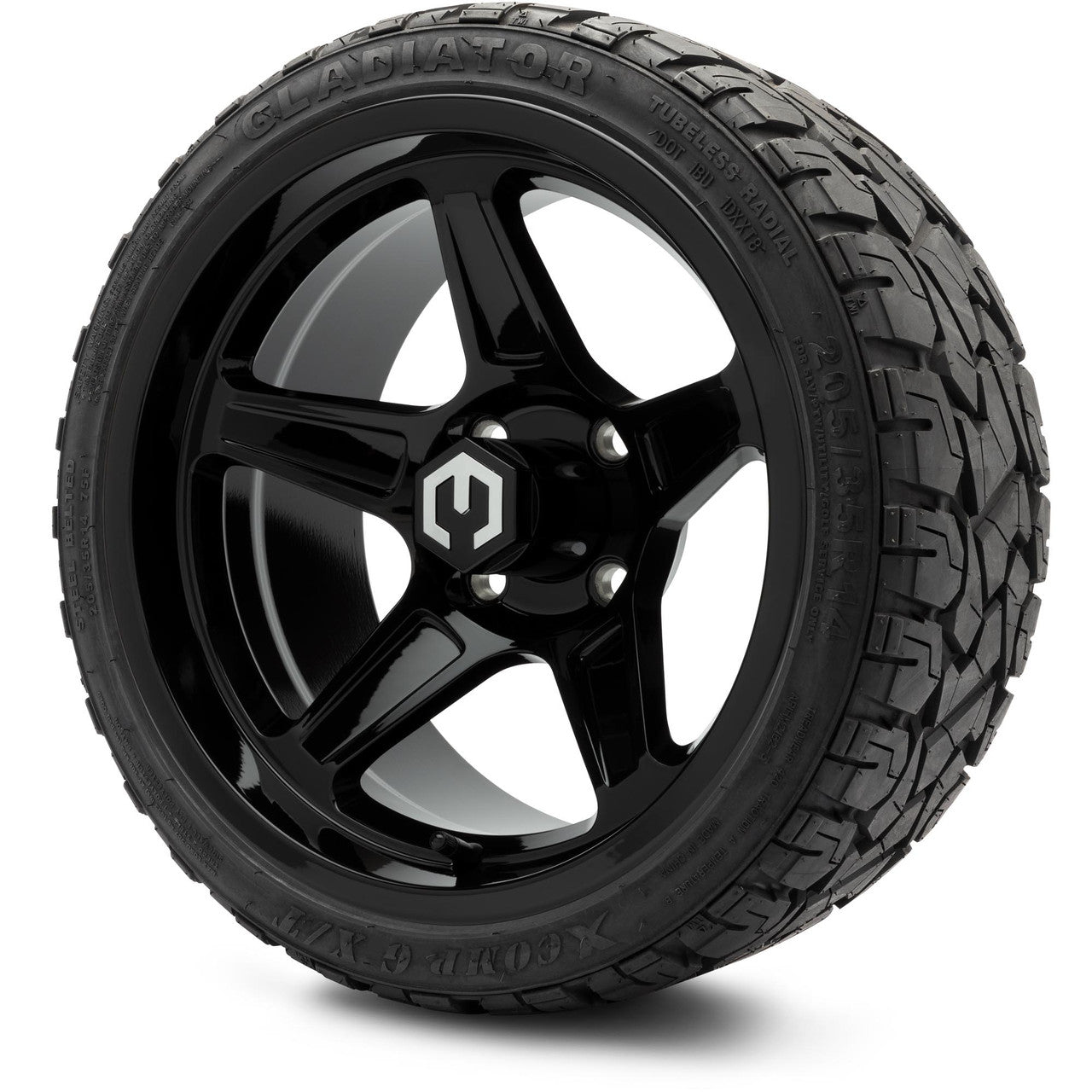 MODZ® 14" Drift Glossy Black Wheels & Off-Road Tires Combo (Xcomp Gladiator 23-10-14 Radial)