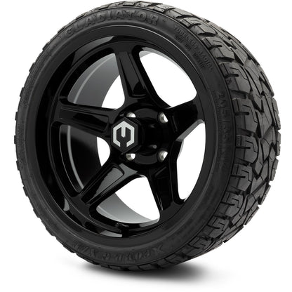 MODZ® 14" Drift Glossy Black Wheels & Off-Road Tires Combo (Arisun X-Trail All-Terrain 23x10-14)