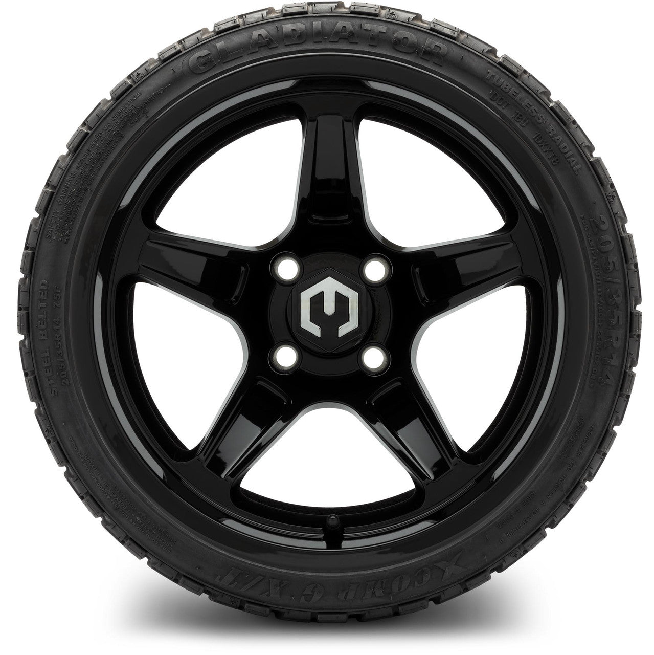 MODZ® 14" Drift Glossy Black Wheels & Off-Road Tires Combo (Xcomp Gladiator 23-10-14 Radial)