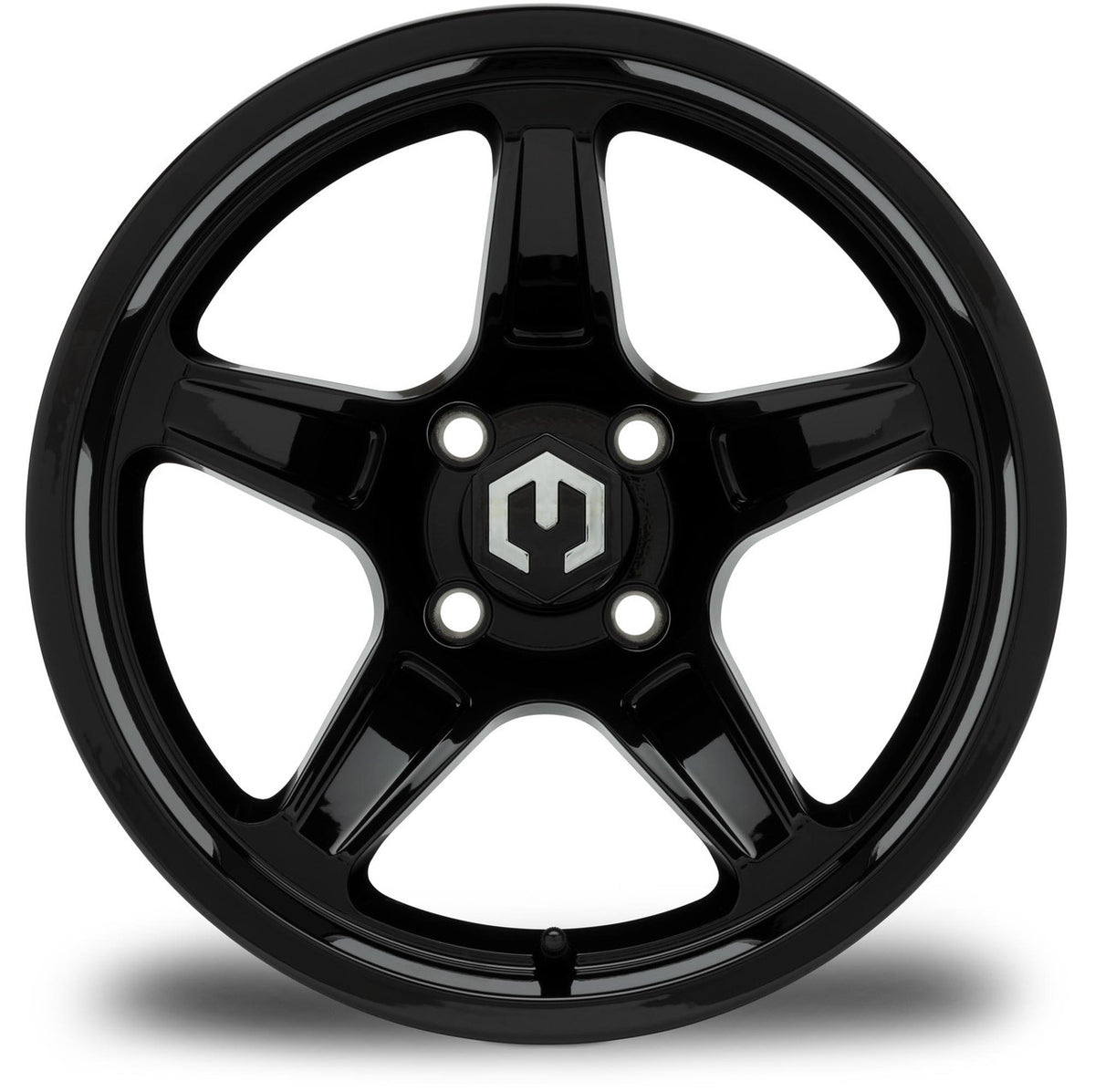 MODZ® 14" Drift Glossy Black Wheels & Street Tires Combo (Odyssey Tesseract Steel Belted Radial 215/35-14)