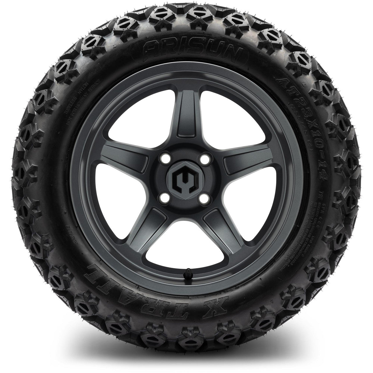 MODZ® 14" Drift Gunmetal Wheels & Off-Road Tires Combo (Arisun X-Armory All-Terrain 23x10-14 Radial)