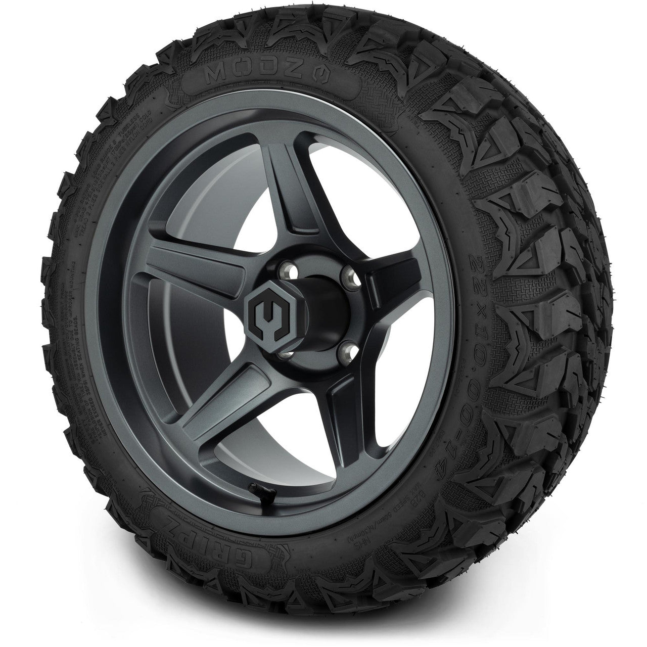 MODZ® 14" Drift Gunmetal Wheels & Off-Road Tires Combo (Arisun X-Armory All-Terrain 23x10-14 Radial)
