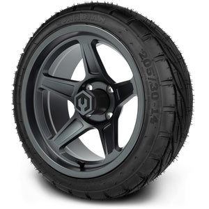 MODZ® 14" Drift Gunmetal Wheels & Street Tires Combo (MODZ Guardian 205/30-14)