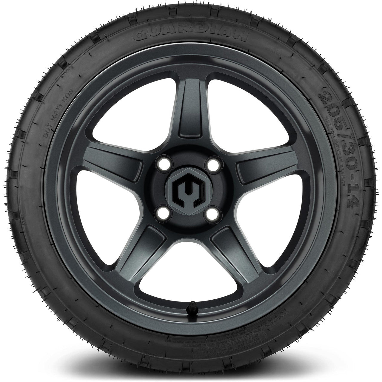 MODZ® 14" Drift Gunmetal Wheels & Street Tires Combo (Odyssey Tesseract Steel Belted Radial 215/35-14)
