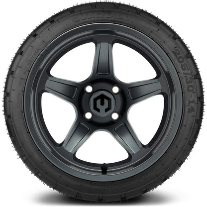 MODZ® 14" Drift Gunmetal Wheels & Street Tires Combo (Odyssey Tesseract Steel Belted Radial 215/50-14)