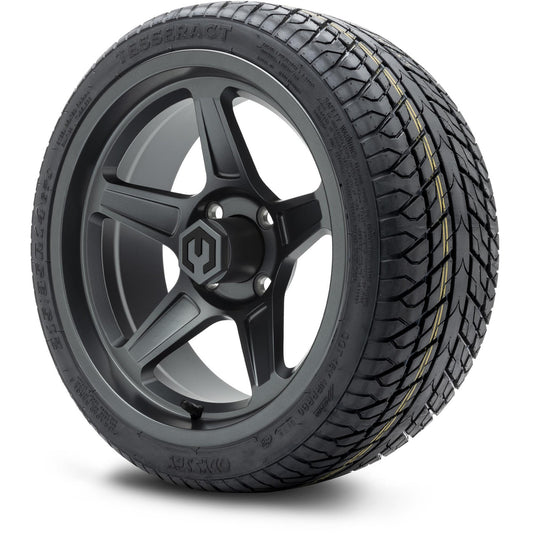 MODZ® 14" Drift Gunmetal Wheels & Street Tires Combo (Odyssey Tesseract Steel Belted Radial 215/35-14)