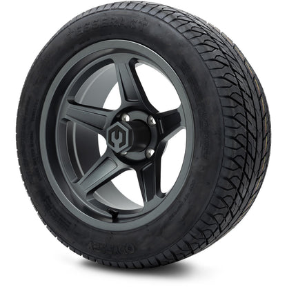 MODZ® 14" Drift Gunmetal Wheels & Street Tires Combo (Odyssey Tesseract Steel Belted Radial 215/35-14)