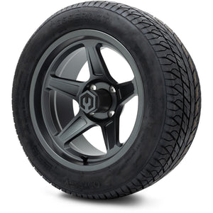 MODZ® 14" Drift Gunmetal Wheels & Street Tires Combo (Odyssey Tesseract Steel Belted Radial 215/50-14)