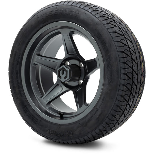 MODZ® 14" Drift Gunmetal Wheels & Street Tires Combo (Odyssey Tesseract Steel Belted Radial 215/50-14)