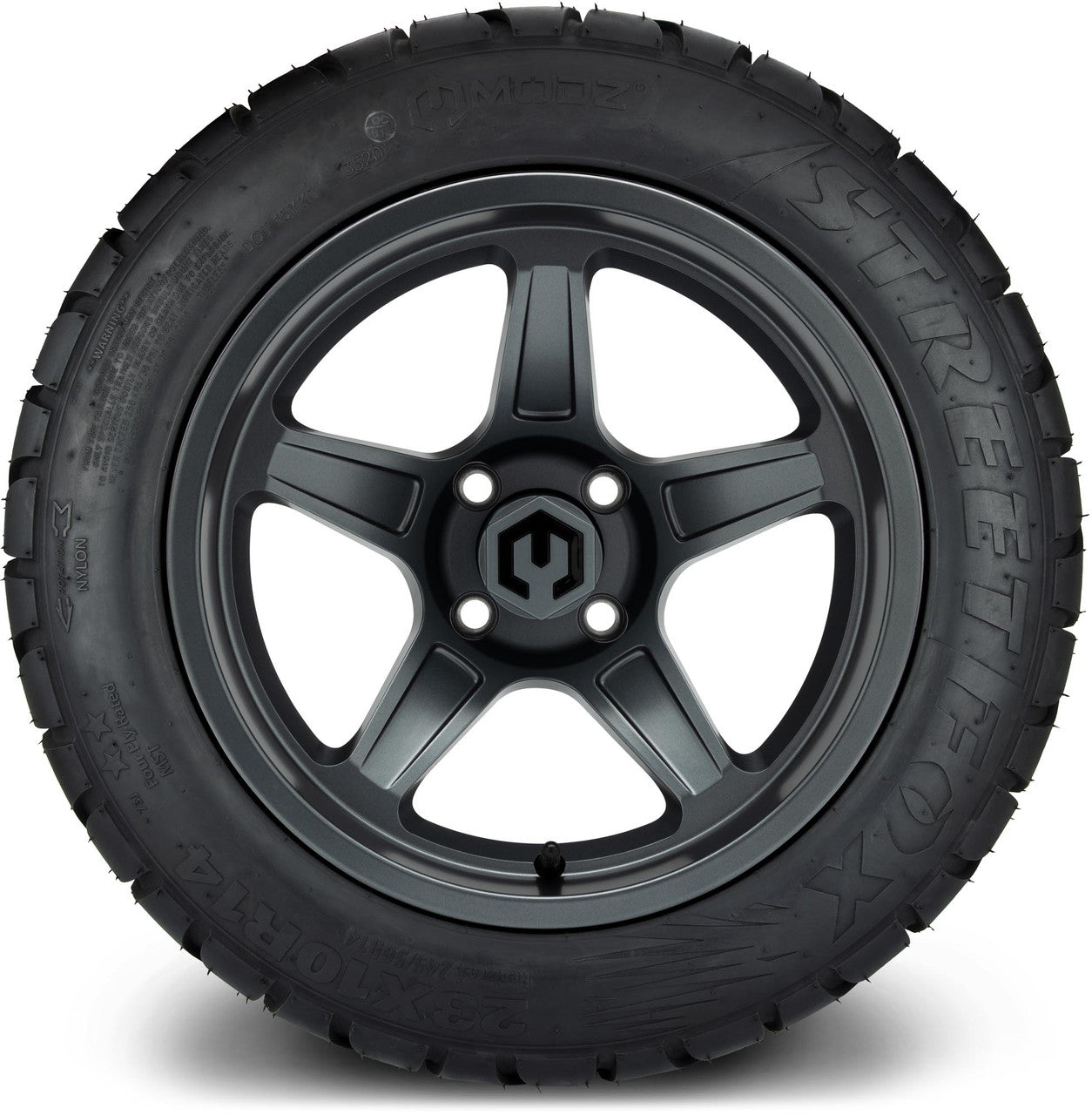 MODZ® 14" Drift Gunmetal Wheels & Street Tires Combo (MODZ Street Fox Radial 23x10-14)