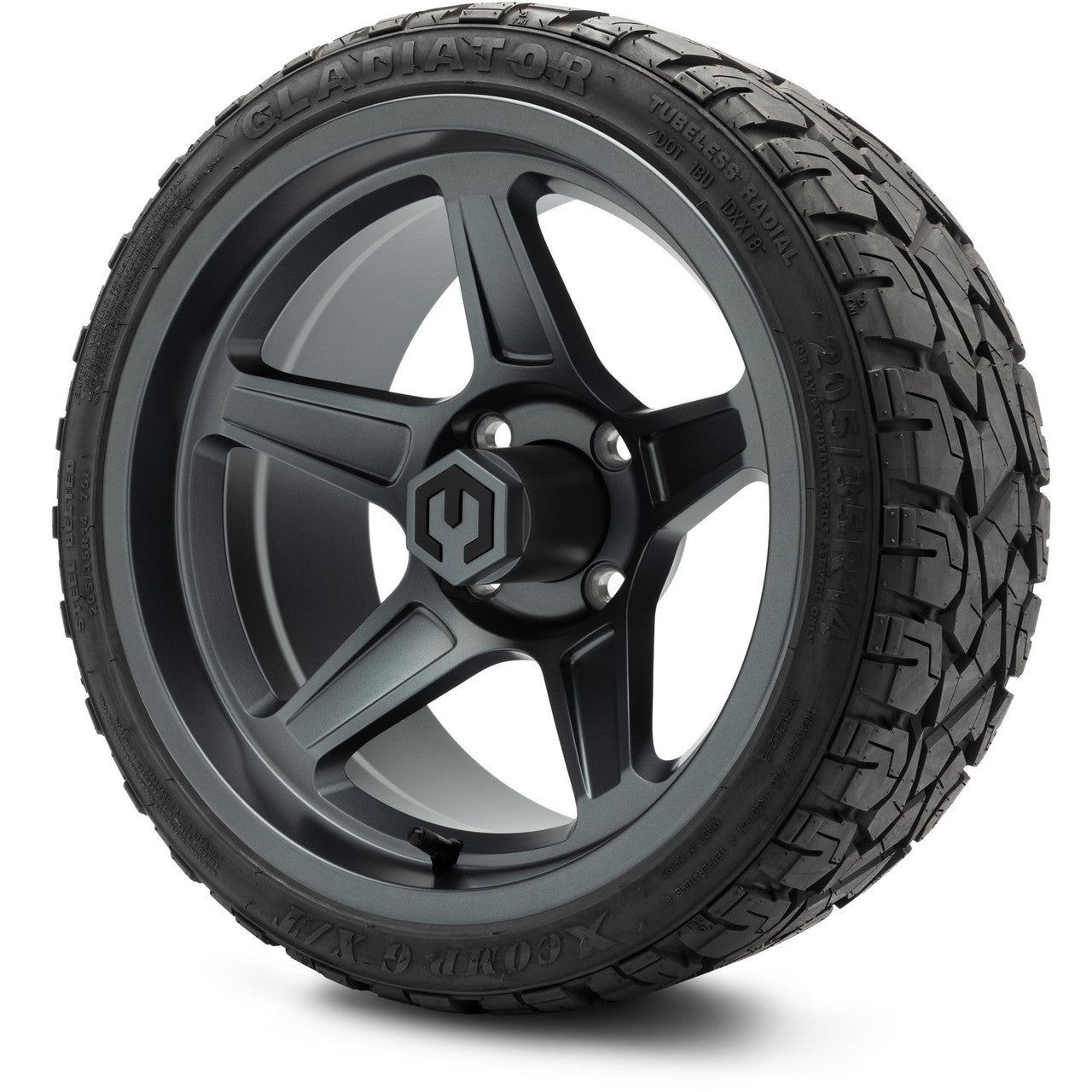 MODZ® 14" Drift Gunmetal Wheels & Off-Road Tires Combo (Arisun X-Trail All-Terrain 23x10-14)