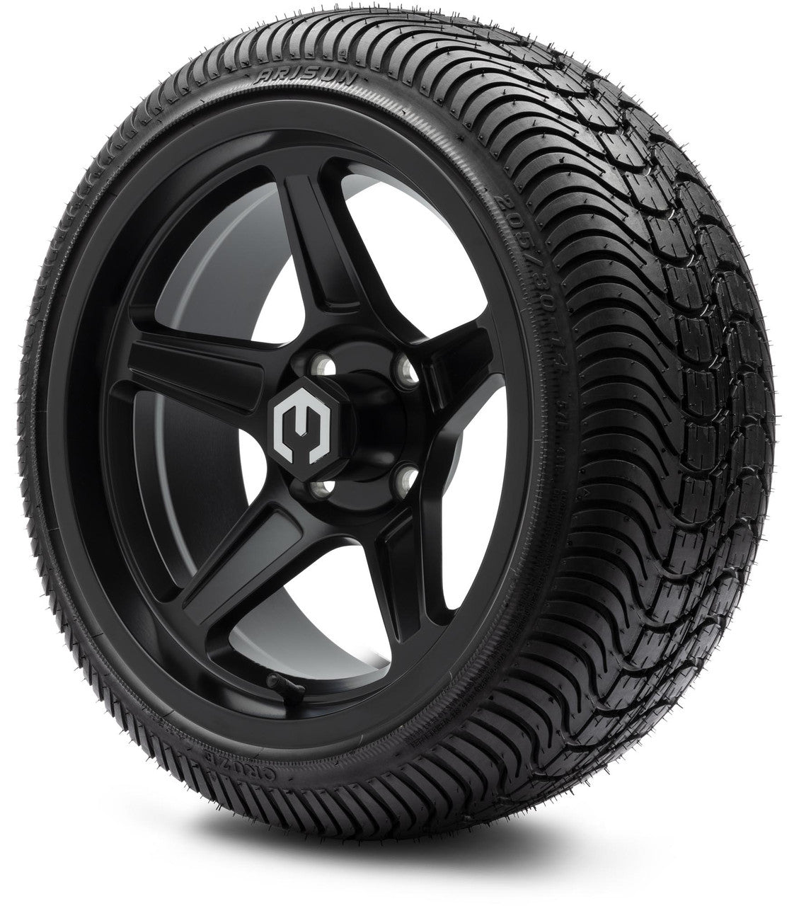 MODZ® 14" Drift Matte Black Wheels & Street Tires Combo (Odyssey Tesseract Steel Belted Radial 215/35-14)