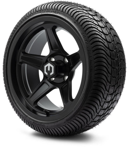 MODZ® 14" Drift Matte Black Wheels & Street Tires Combo (Odyssey Tesseract Steel Belted Radial 215/35-14)