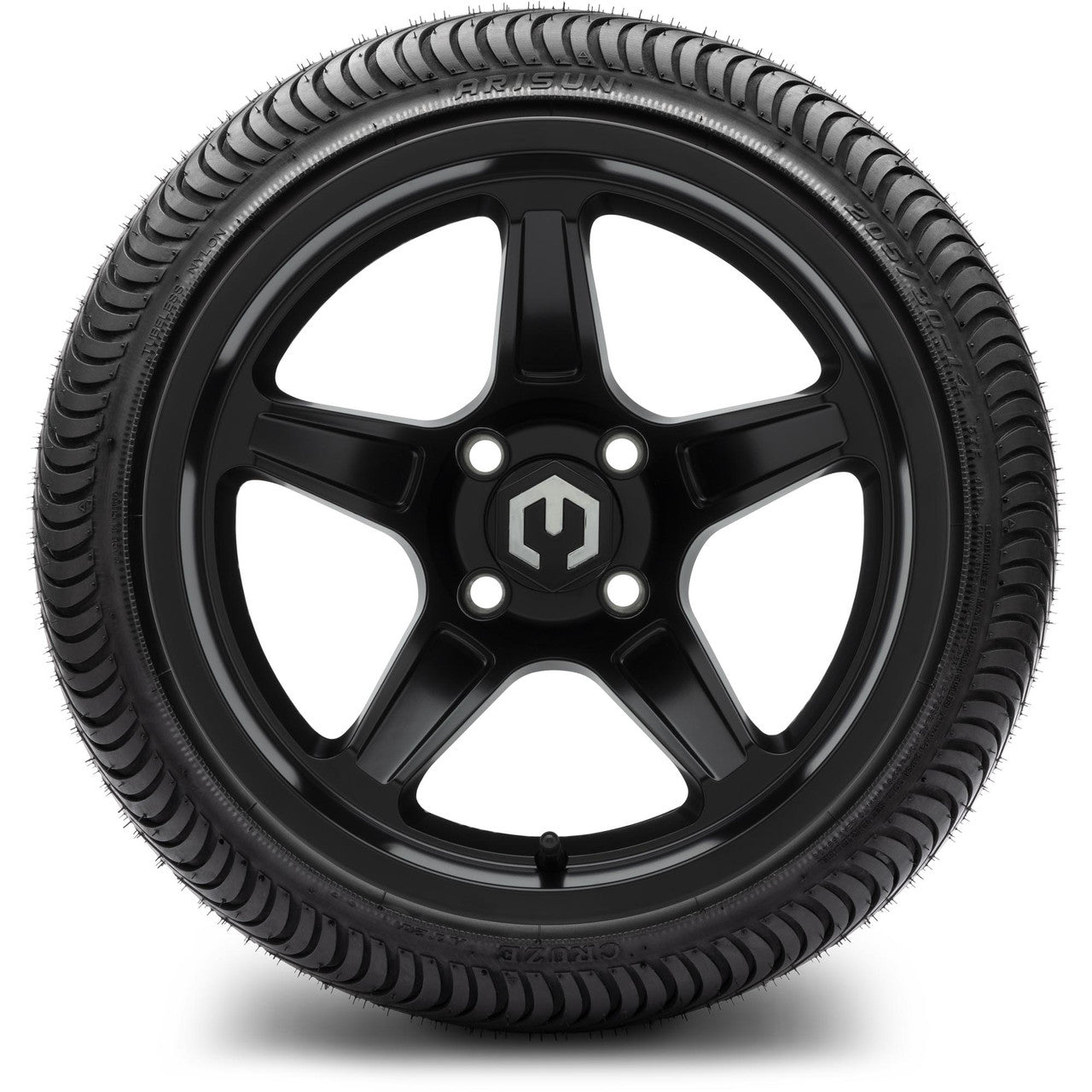 MODZ® 14" Drift Matte Black Wheels & Street Tires Combo (Odyssey Tesseract Steel Belted Radial 215/35-14)