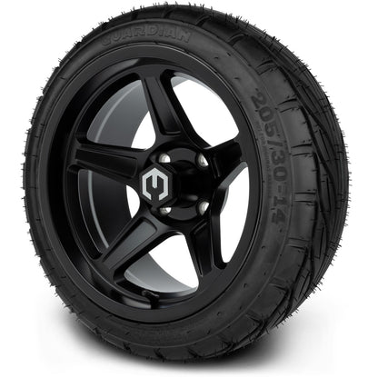 MODZ® 14" Drift Matte Black Wheels & Street Tires Combo (Arisun Cruze 205/30-14)