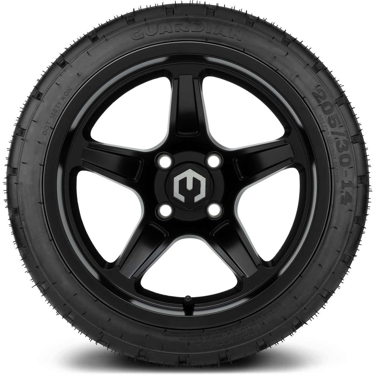 MODZ® 14" Drift Matte Black Wheels & Street Tires Combo (Odyssey Tesseract Steel Belted Radial 215/35-14)