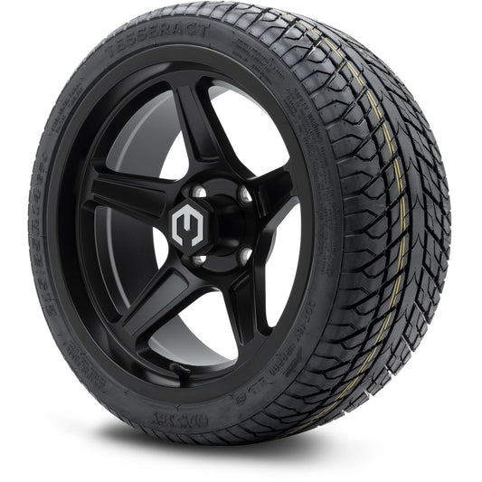 MODZ® 14" Drift Matte Black Wheels & Street Tires Combo (Odyssey Tesseract Steel Belted Radial 215/35-14)