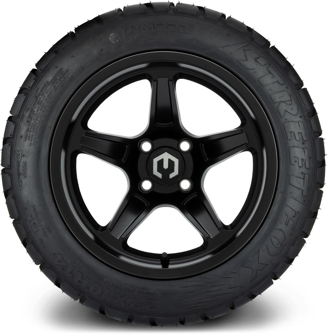 MODZ® 14" Drift Matte Black Wheels & Street Tires Combo (MODZ Street Fox Radial 23x10-14)