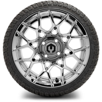 MODZ® 14" Blitz Chrome Wheels & Street Tires Combo (MODZ Street Fox Radial 205/40-14)