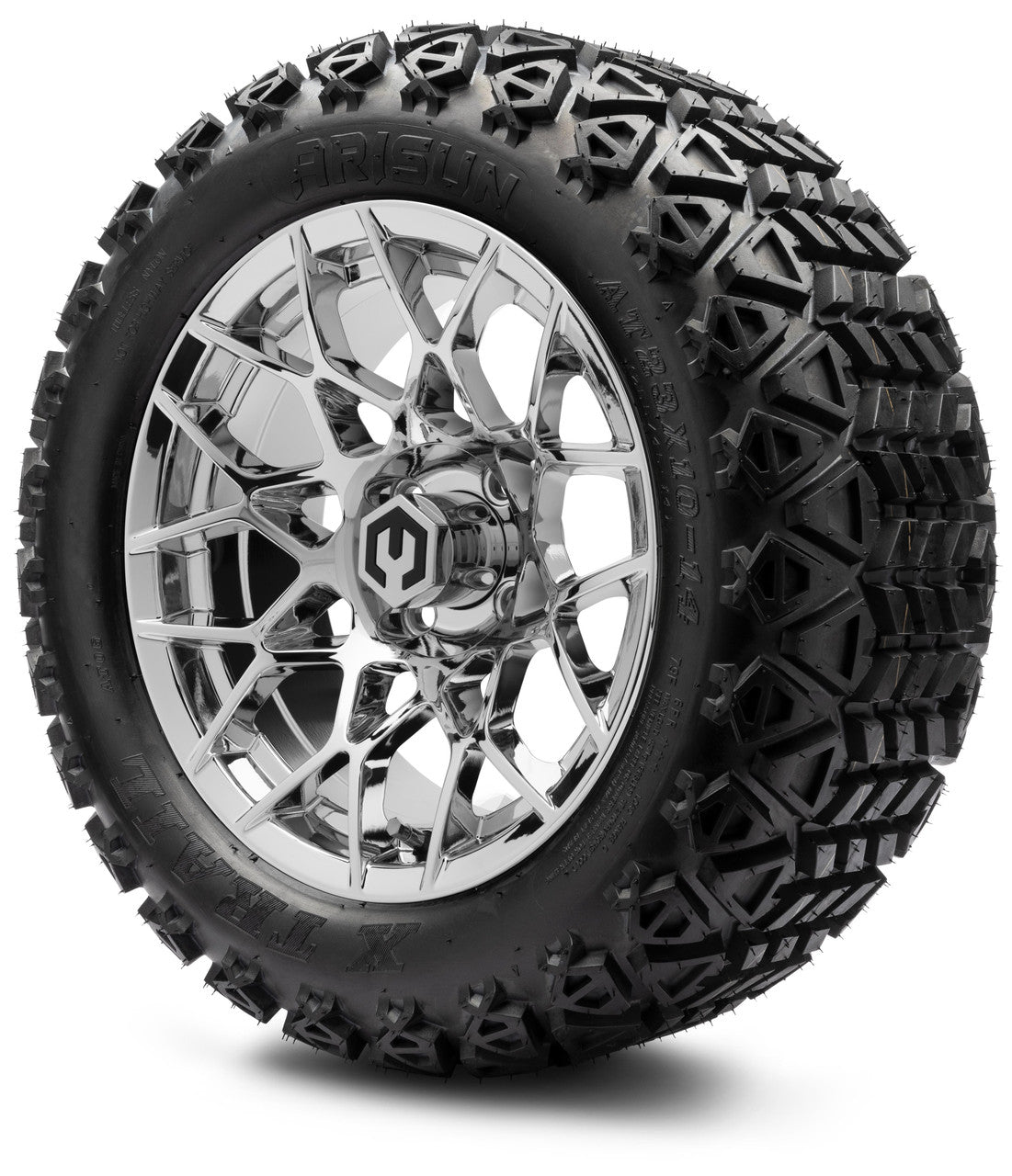 MODZ® 14" Blitz Chrome Wheels & Off-Road Tires Combo (Arisun X-Armory All-Terrain 23x10-14 Radial)