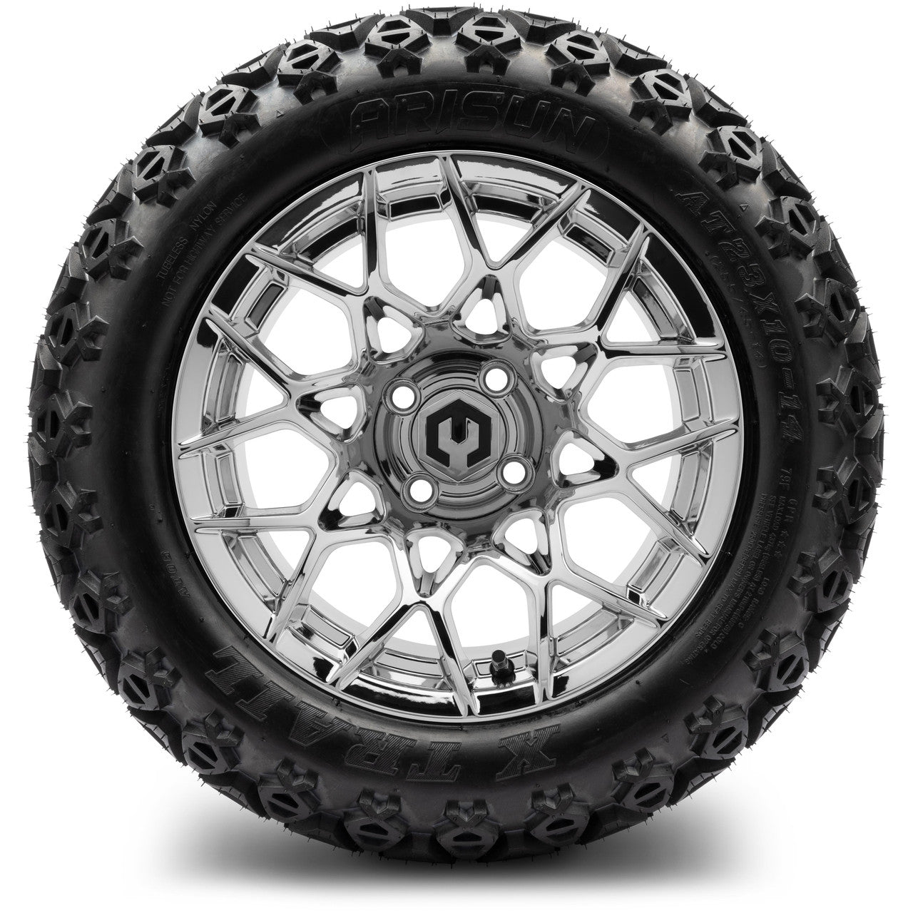 MODZ® 14" Blitz Chrome Wheels & Off-Road Tires Combo (Arisun X-Trail All-Terrain 23x10-14)