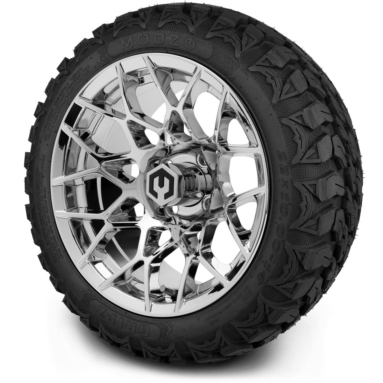 MODZ® 14" Blitz Chrome Wheels & Off-Road Tires Combo (Xcomp Gladiator 23-10-14 Radial)