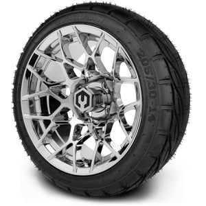 MODZ® 14" Blitz Chrome Wheels & Street Tires Combo (MODZ Guardian 205/30-14)