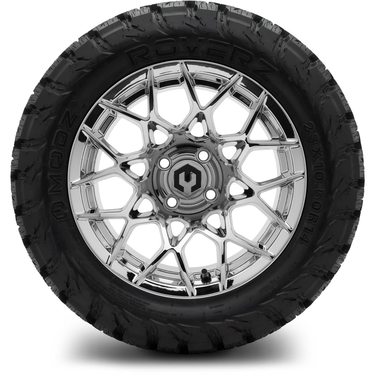 MODZ® 14" Blitz Chrome Wheels & Off-Road Tires Combo (Arisun X-Armory All-Terrain 23x10-14 Radial)