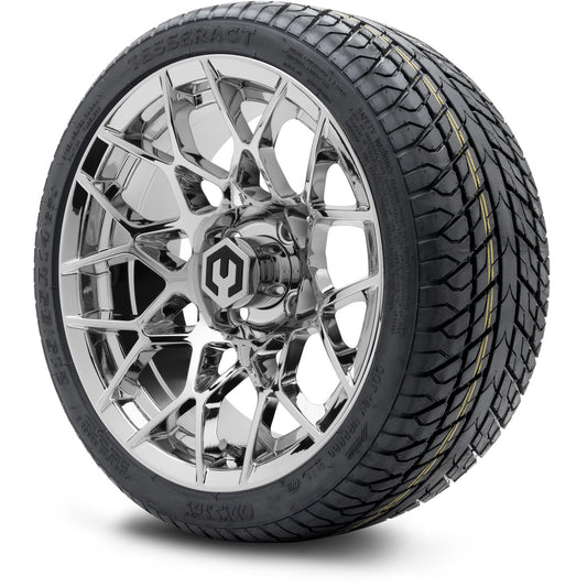 MODZ® 14" Blitz Chrome Wheels & Street Tires Combo (Odyssey Tesseract Steel Belted Radial 215/35-14)